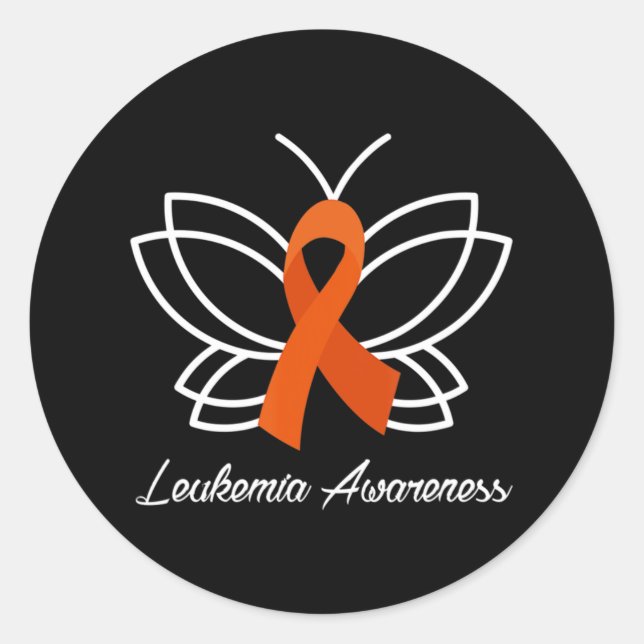 Ribbon Butterfly  Aml Leukemia Awareness  Classic Round Sticker (Front)