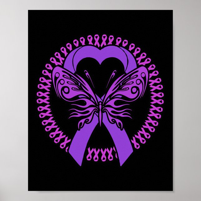 Ribbon Butterfly - Fibromyalgia Awareness  Poster (Front)