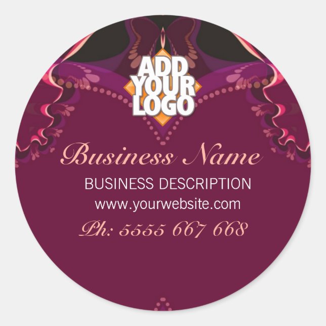 Ribbon Butterfly Goddess New Age w/ Logo Business  Classic Round Sticker (Front)