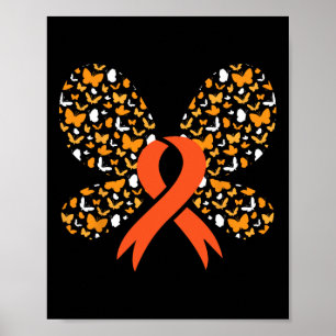 Ribbon Butterfly Leukemia Awareness Survivor Gift  Poster