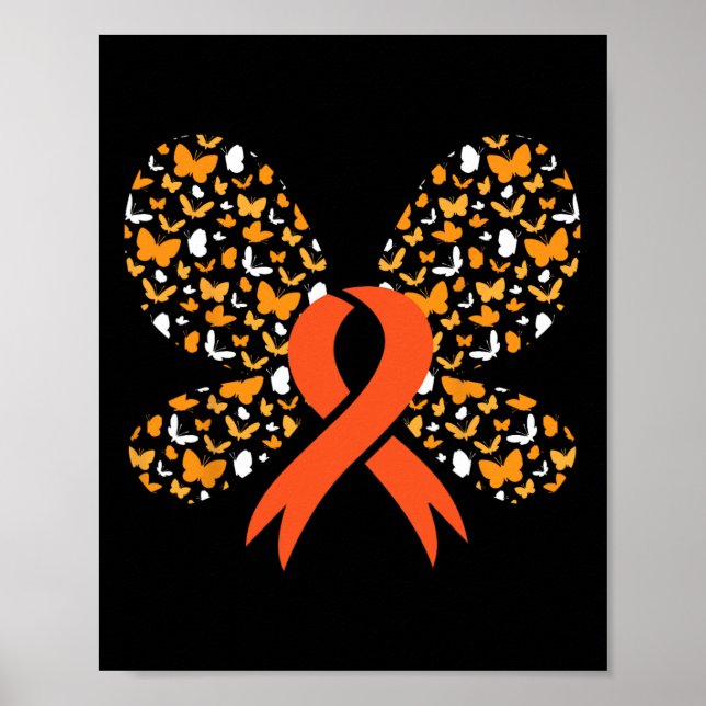 Ribbon Butterfly Leukemia Awareness Survivor Gift  Poster (Front)