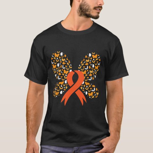 Ribbon Butterfly Leukemia Awareness Survivor Gift  T_Shirt