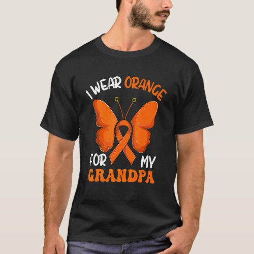Ribbon Butterfly Leukemia I Wear Orange For My Gra T_Shirt