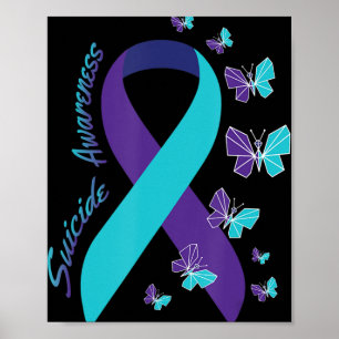 Ribbon Butterfly Suicide Awareness Mental Health Poster