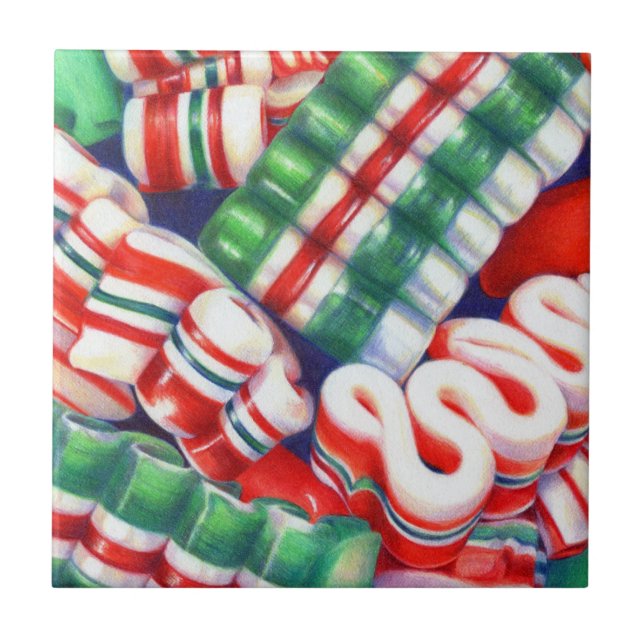 RIBBON CANDY 4.25" Ceramic Tile (Front)