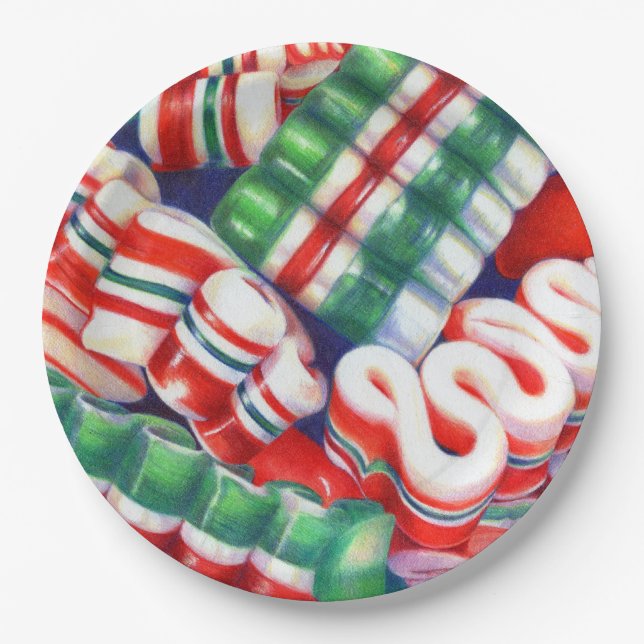 RIBBON CANDY 9" Round Paper Plates (Front)
