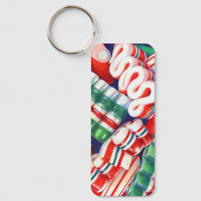 RIBBON CANDY Aluminum Rectangle Keychain (Front)