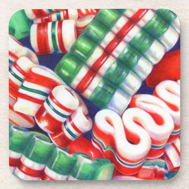 RIBBON CANDY Hard Plastic Coasters (Front)