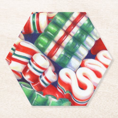 RIBBON CANDY Hexagon Paper Coasters