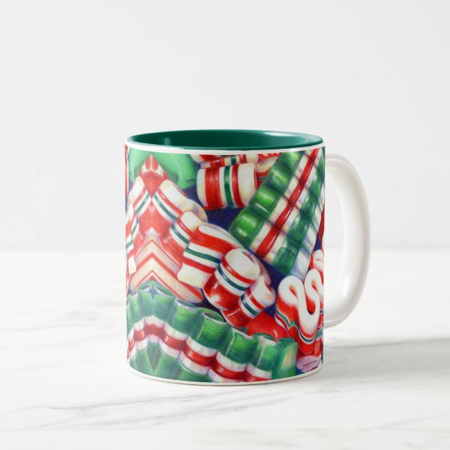 RIBBON CANDY Hunter Green Two-Tone Mug (Front Right)