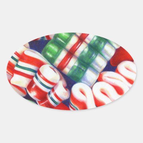 RIBBON CANDY Oval Stickers