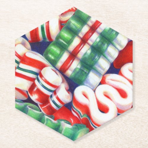 RIBBON CANDY Pointed Hexagon Paper Coasters