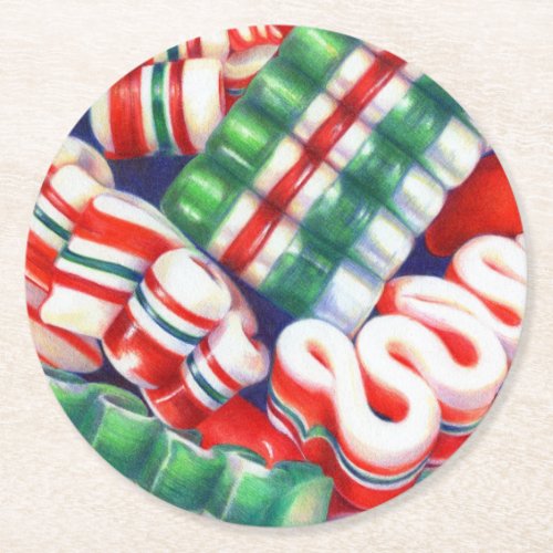 RIBBON CANDY Round Paper Coasters