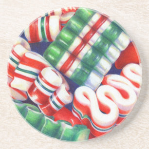 RIBBON CANDY Round Sandstone Coaster
