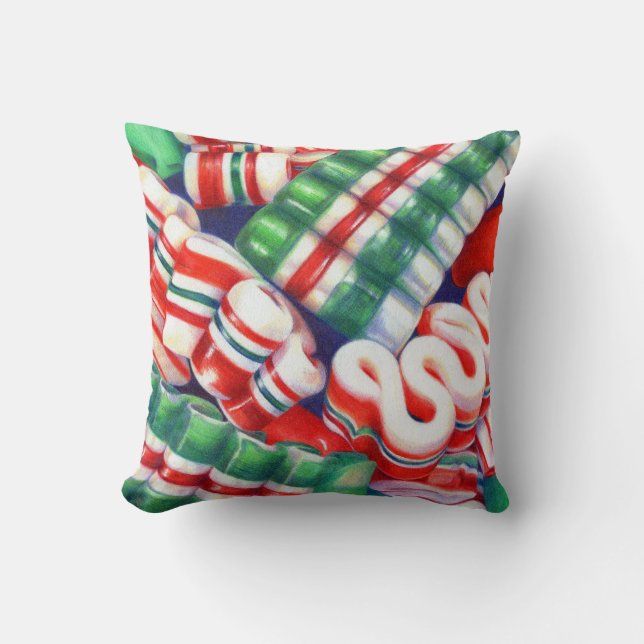 RIBBON CANDY Square Throw Pillow (Front)