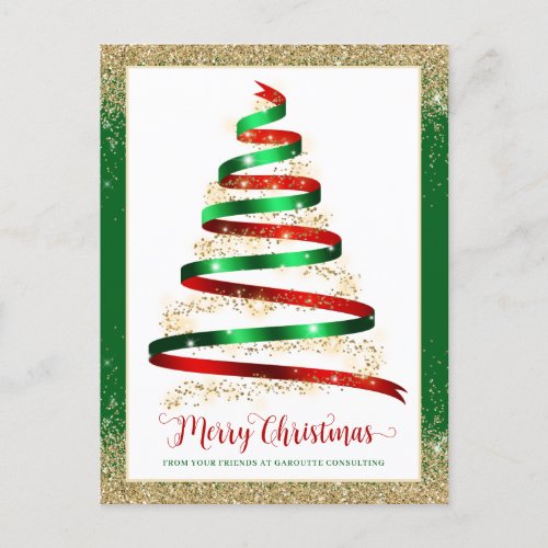 Ribbon Christmas Tree Corporate Business Logo Postcard