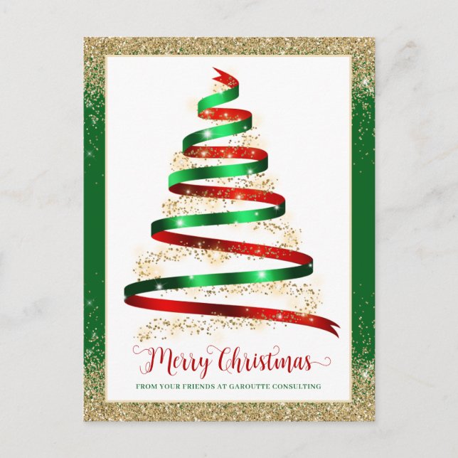 Ribbon Christmas Tree Corporate Business Logo Postcard (Front)