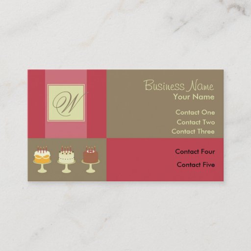 Customizable Ribbon Classic Cake Business Cards