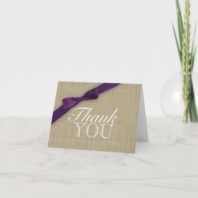 Ribbon Country Purple Thank You Card (Front)