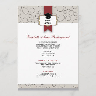 Ribbon Crest Pattern Graduation: Warm Gray Invitation