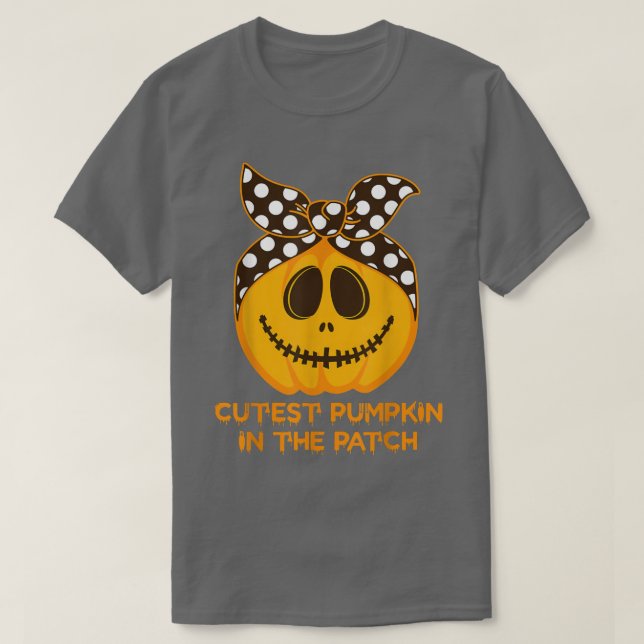 Ribbon Cutest Pumpkin In The Patch Costume Spooky  T-Shirt (Design Front)