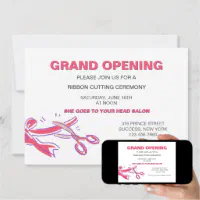 Gold Silver Balloons Grand Opening Ribbon Cutting Invitation