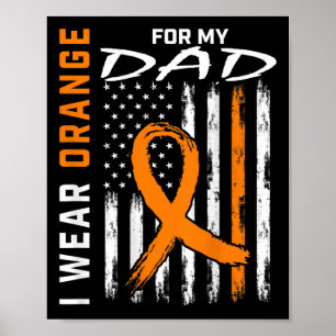 Ribbon Dad Leukemia Awareness American Flag Graphi Poster