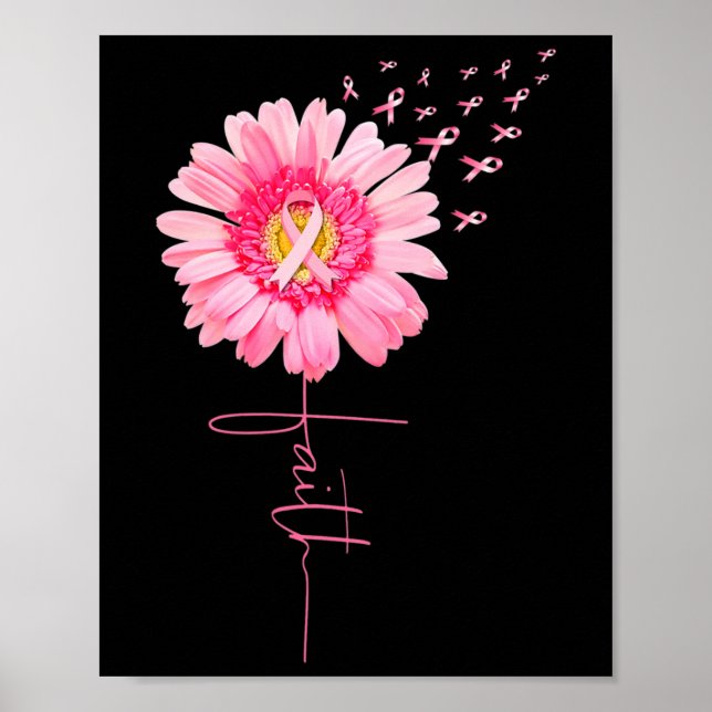 Ribbon Daisy Faith - Breast Cancer Awareness Month Poster (Front)