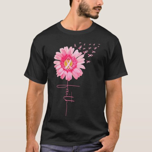 Ribbon Daisy Faith _ Breast Cancer Awareness Month T_Shirt