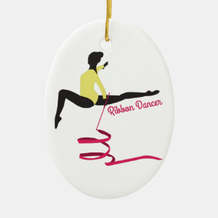 Ribbon Dancer Ceramic Ornament