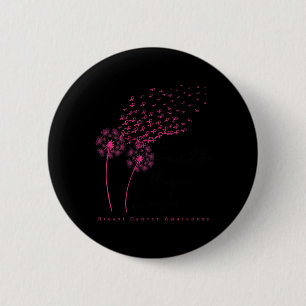 Ribbon Dandelion Faith Hope Love Breast Cancer Button