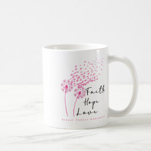 Ribbon Dandelion Faith Hope Love Breast Cancer Coffee Mug