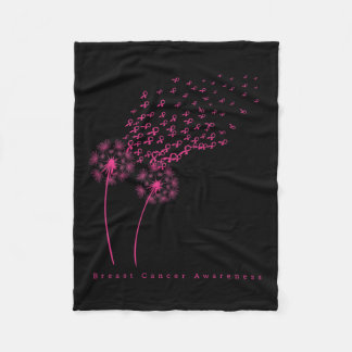 Ribbon Dandelion Faith Hope Love Breast Cancer Fleece Blanket