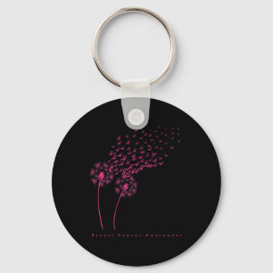 Ribbon Dandelion Faith Hope Love Breast Cancer Keychain