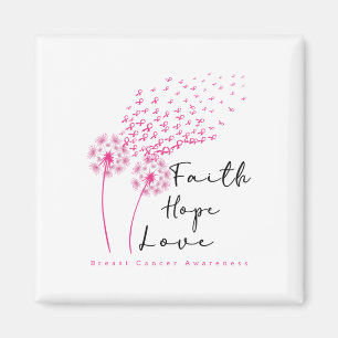 Ribbon Dandelion Faith Hope Love Breast Cancer  Magnet