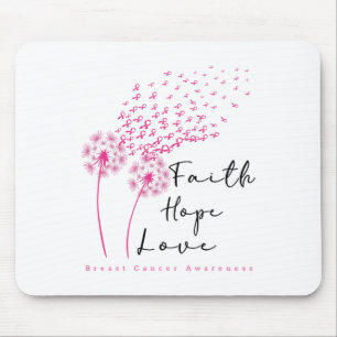Ribbon Dandelion Faith Hope Love Breast Cancer Mouse Pad