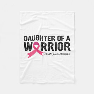 Ribbon Daughter Of A Warrior Breast Cancer Awarene Fleece Blanket