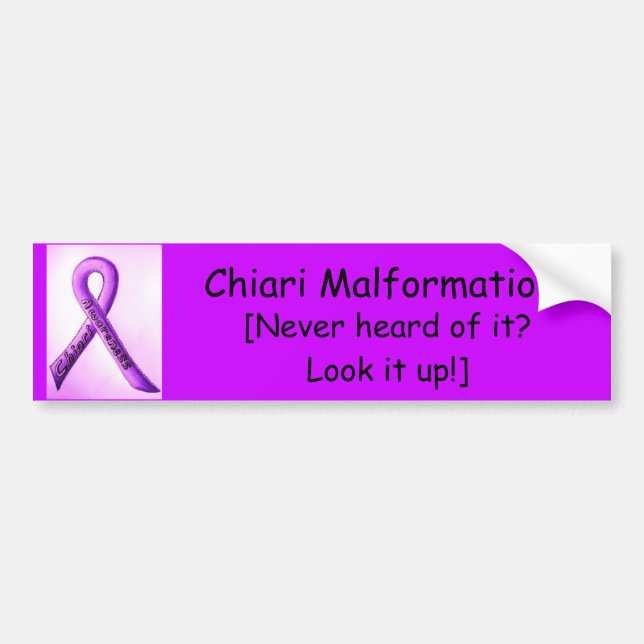 Ribbon design, Chiari Malformation, [Never hear... Bumper Sticker (Front)