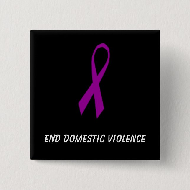 Ribbon, End Domestic Violence Pinback Button (Front)