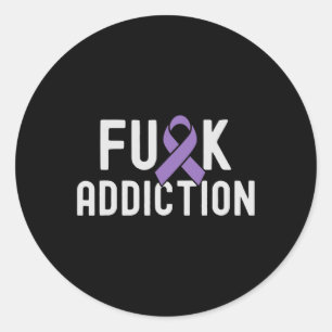 Ribbon Fck Addiction Overdose Awareness 3  Classic Round Sticker