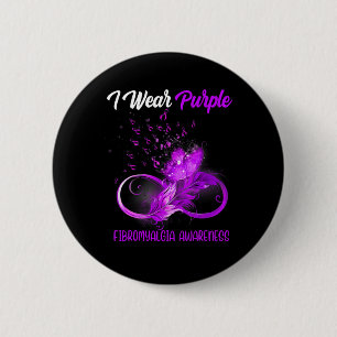 Ribbon Feather Fibromyalgia Awareness  Button