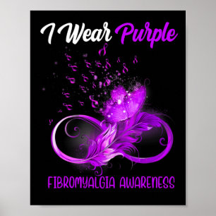 Ribbon Feather Fibromyalgia Awareness  Poster