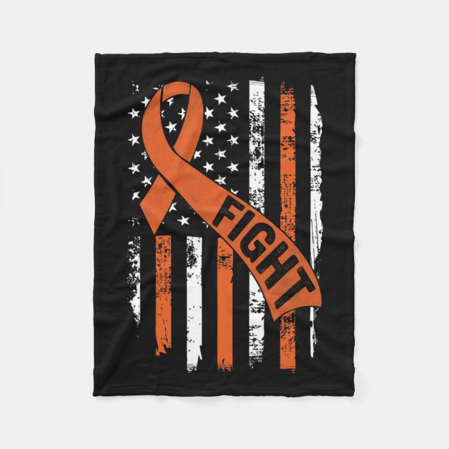 Ribbon Fight American Flag Leukemia Awareness 1  Fleece Blanket (Front)