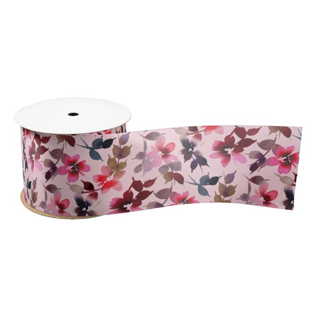 Ribbon - Floral Print on Pink Background (Spool)