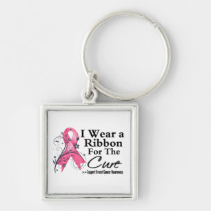 Ribbon For The Cure - Breast Cancer Keychain