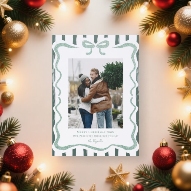 Ribbon Frame Classic Stripe | Whimsical Photo Letterpress Photo Cards (Insitu)