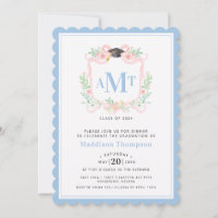 Ribbon Graduation | 3 Letter Blue Monogram Crest