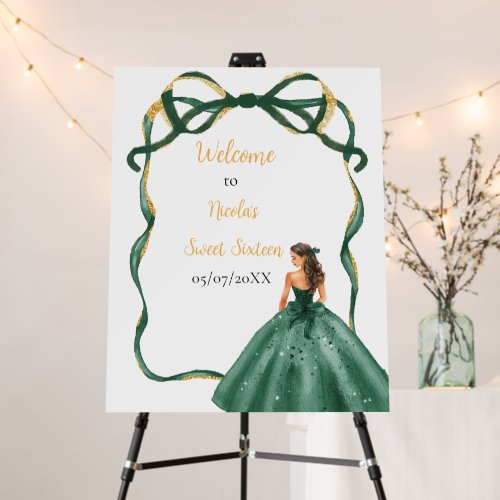 Ribbon Green Brown Hair Princess Sweet Sixteen Foam Board