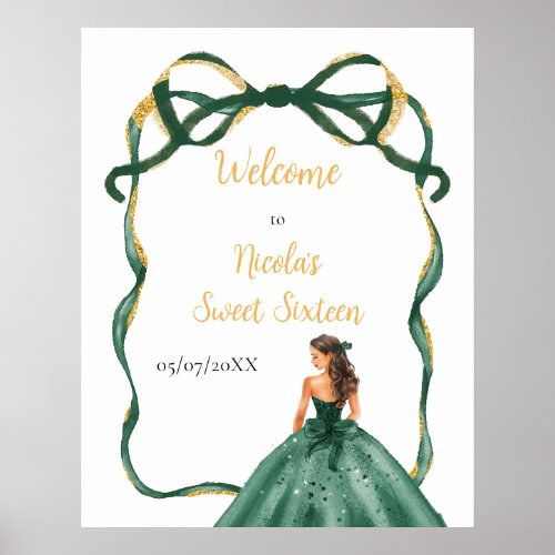 Ribbon Green Brown Hair Princess Sweet Sixteen Poster