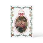 Ribbon Greenery Photo Christmas Card